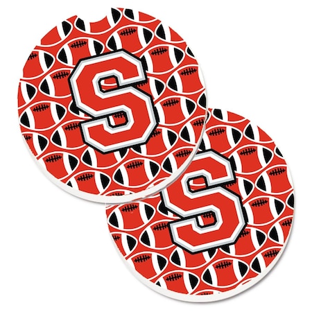 Carolines Treasures Letter S Football Scarlet and Grey  Cup Holder Car Coaster, PK2 CJ1067-SCARC